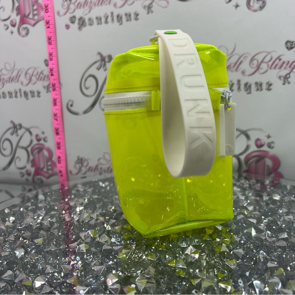 Drunk elephant bag seethrough transparent Neon Yellow Clear Vinyl Cosmetic Pouch - Picture 3 of 10
